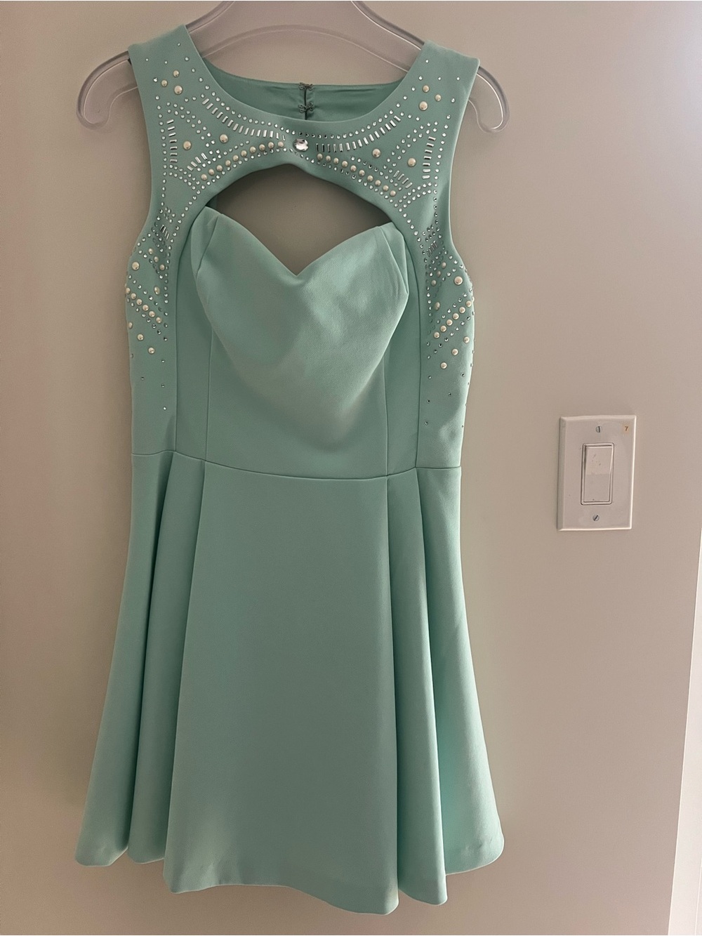 Guess Mint Green Embellished Mini Dress, Size 6